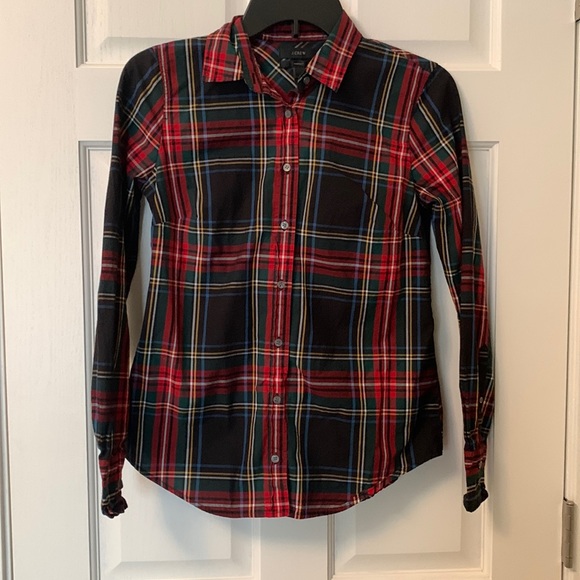 J.Crew Tartan Plaid Button Down Top - Picture 1 of 5